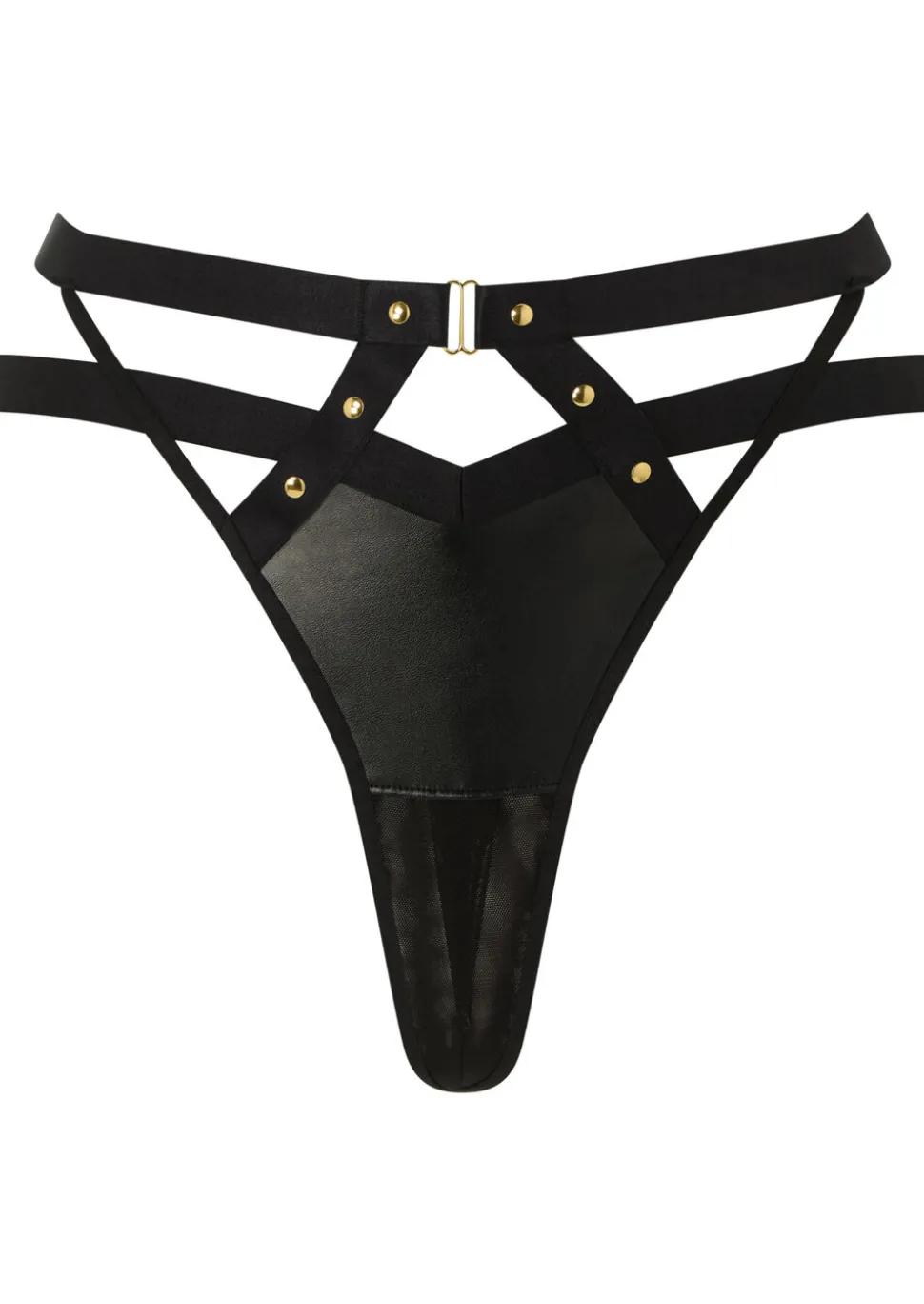After Dark PU Crotchless G-String - Black