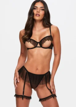 All Mine Crotchless Lingerie 2 Piece Set - Black