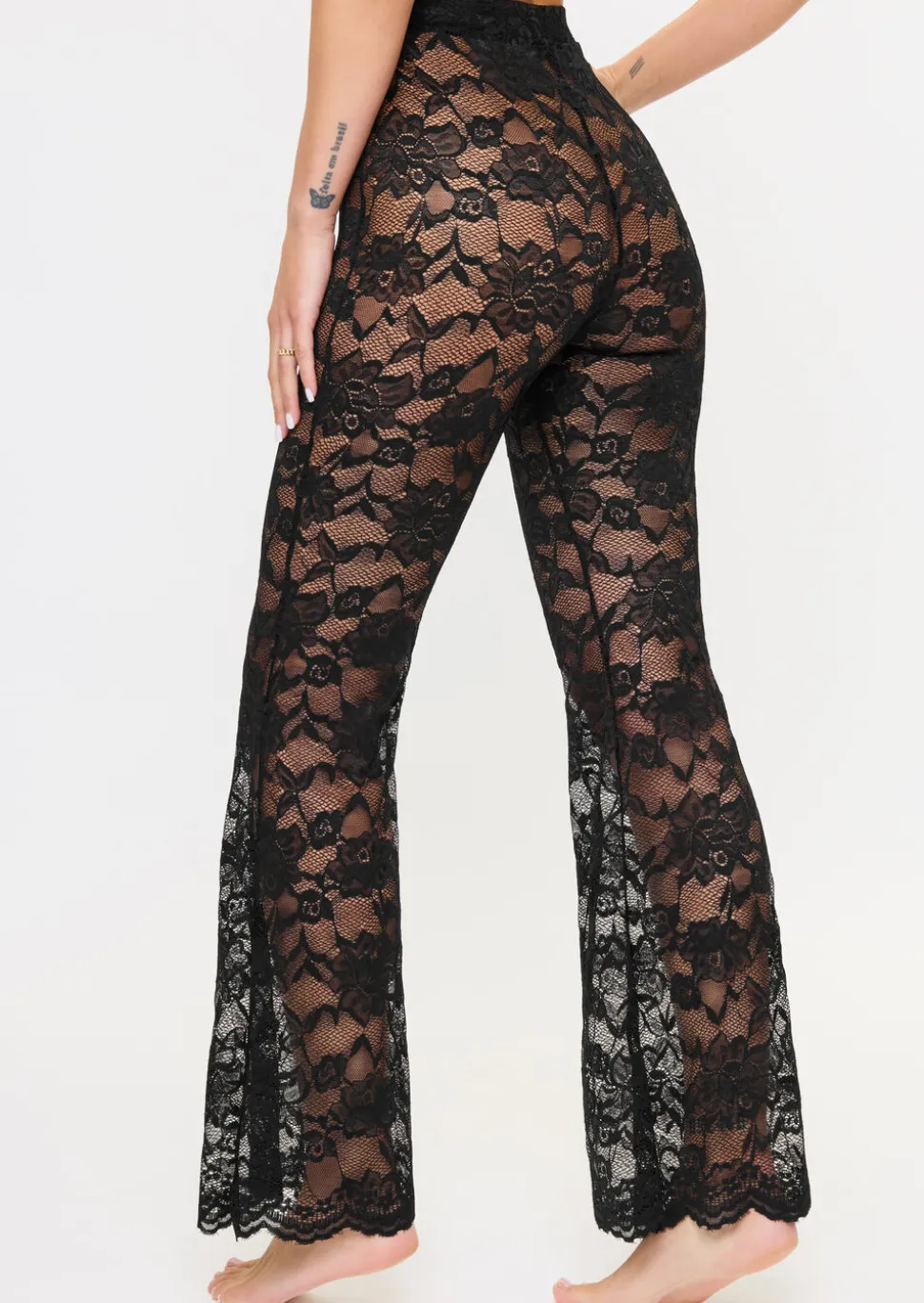 Amalia Lace Flared Trouser - Black