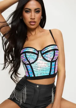 At The After Party PU Diamante Short - Black