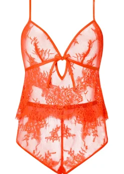 Availing All Over Lace Cami Top & Shorts Set - Bright Orange