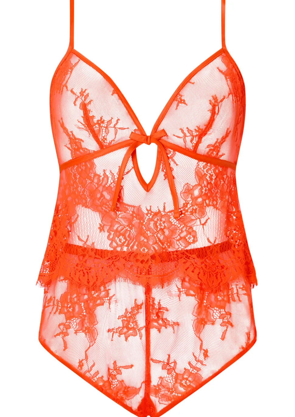 Availing All Over Lace Cami Top & Shorts Set - Bright Orange