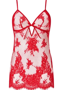 Availing All Over Lace Chemise Lingerie - Red