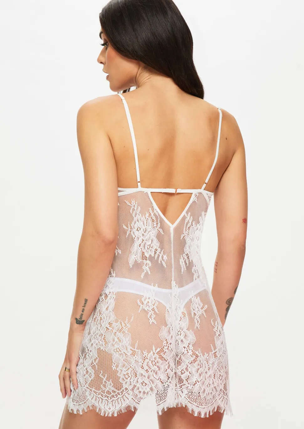 Availing All Over Lace Chemise Lingerie - White