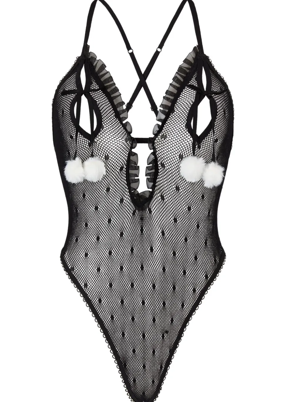 Bedroom Bunny 2 Piece Peek-A-Boo Crotchless Body with Ears - Black