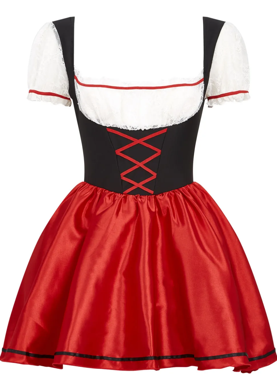 Beer Maid Sexy Costume with Apron - Black/Red