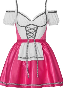 Beer Maid Sexy Costume with Apron - Bright Pink