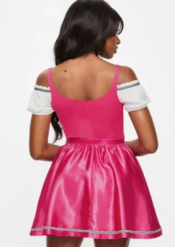 Beer Maid Sexy Costume with Apron - Bright Pink