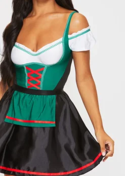 Beer Maid Sexy Costume with Apron - Dark Green