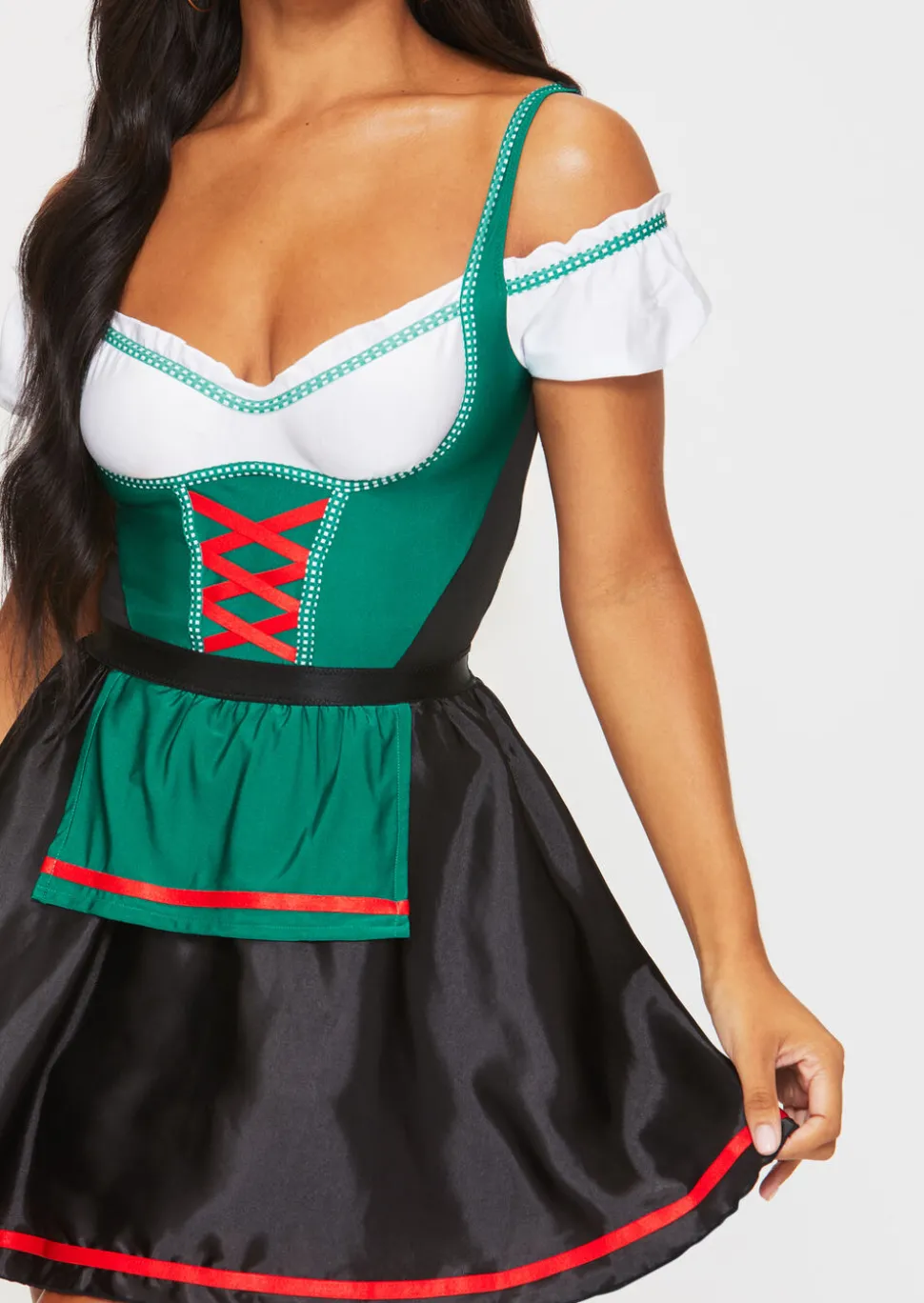 Beer Maid Sexy Costume with Apron - Dark Green