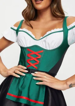 Beer Maid Sexy Costume with Apron - Dark Green