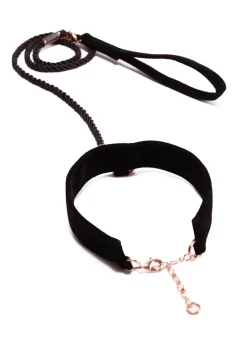Bellatrix Velvet Bondage Collar & Lead 2 Piece Set