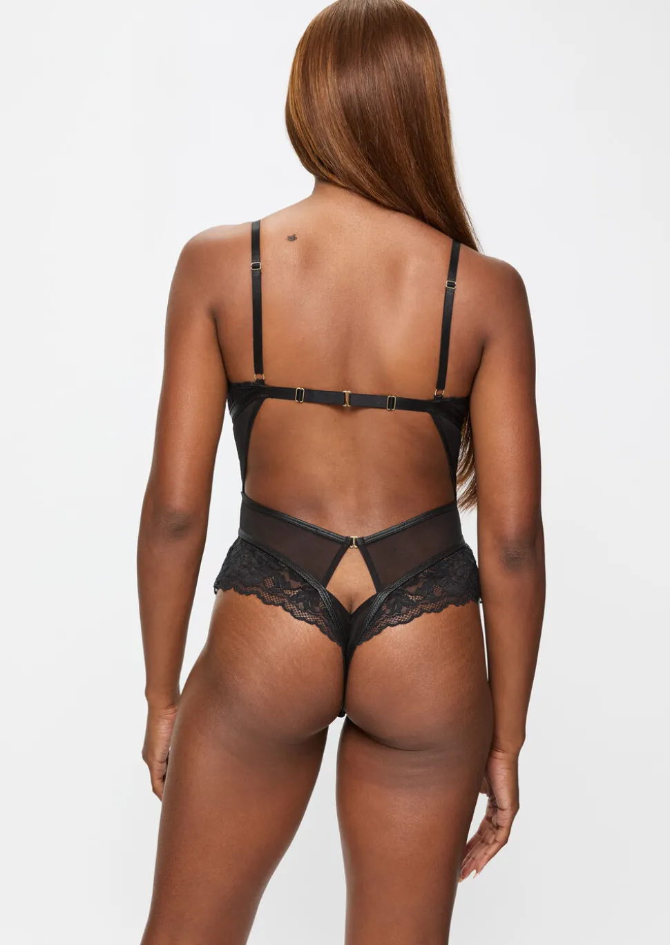 Boudoir Tease Lace Crotchless Teddy Lingerie - Black