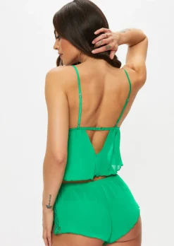 Caged Lace Cami Set - Green