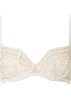 Caged Lace Non Padded Balcony Bra - Ivory