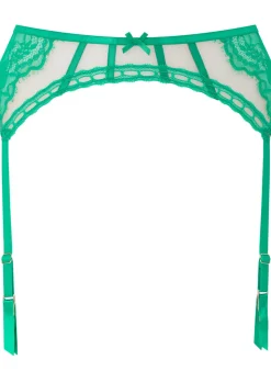 Caged Lace Suspender Belt - Mid Green