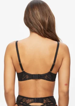 Caged Rose Non Padded Balcony Bra - Black/Red