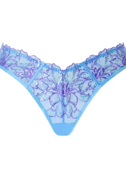 Camille Sequin Embroidered High Leg Brazilian Knickers - Light Blue