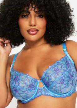 Camille Sequin Non Padded Fuller Bust Balcony Bra - Light Blue