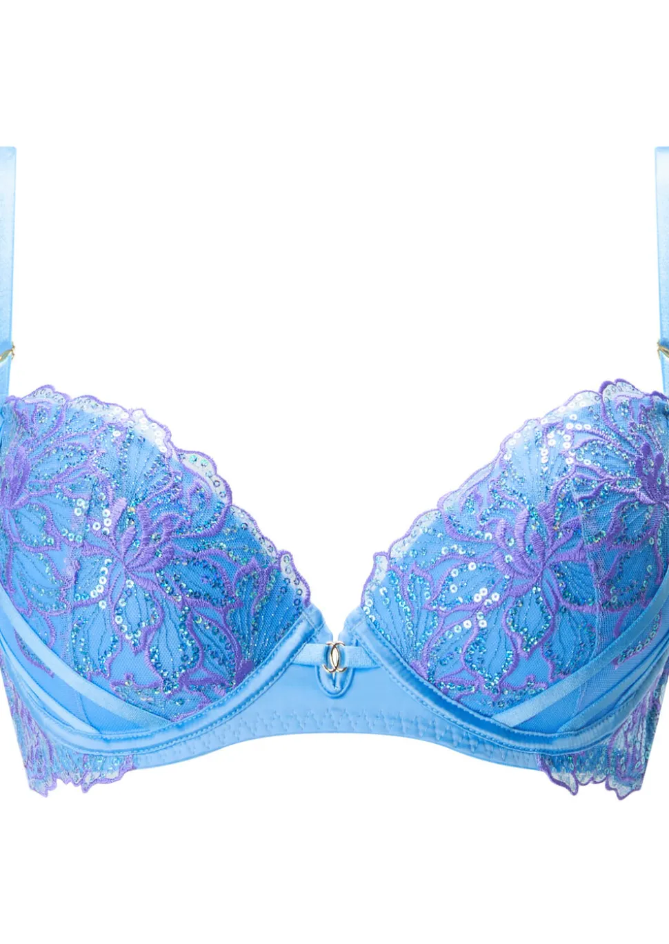 Camille Sequin Padded Plunge Bra - Light Blue