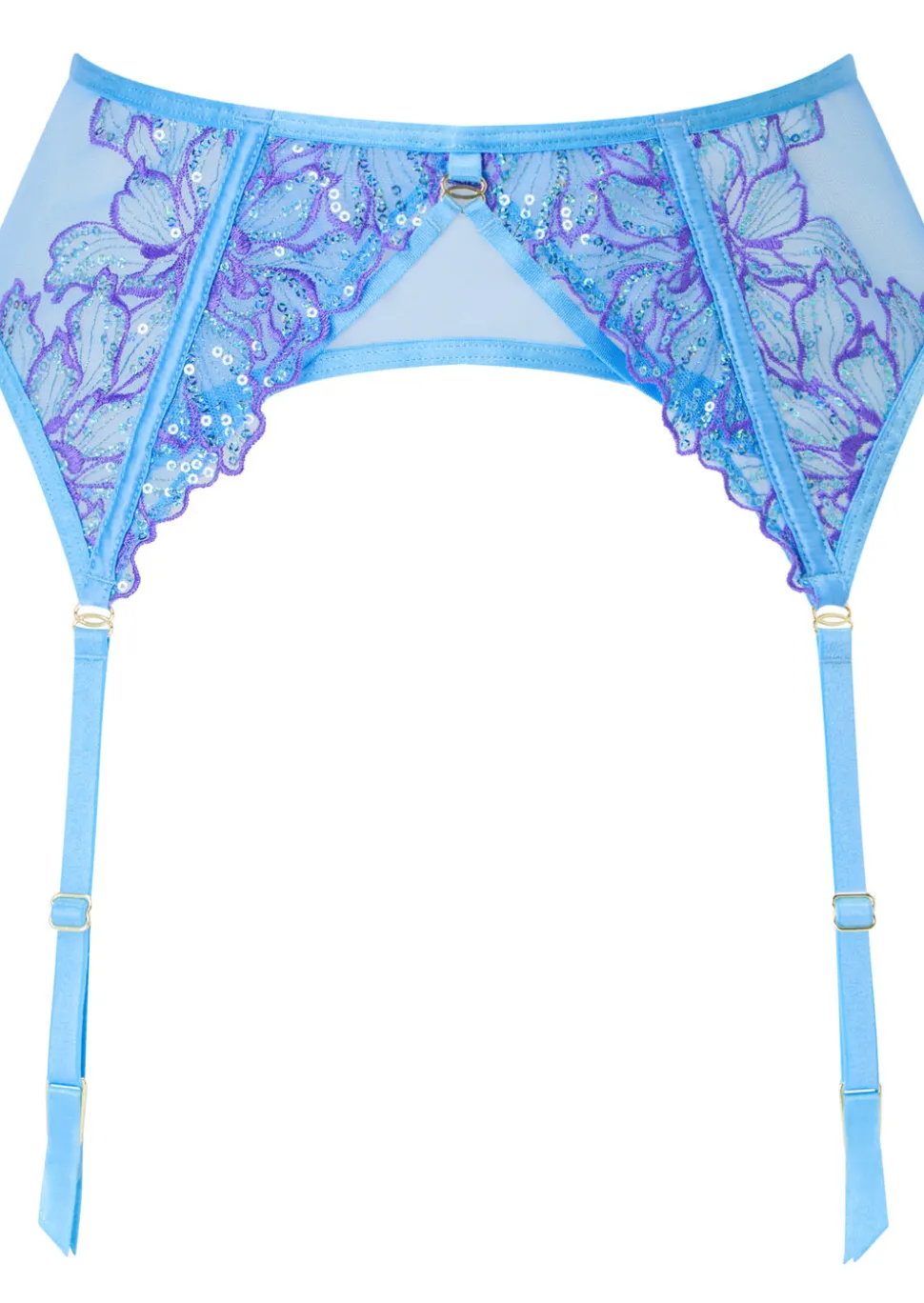 Camille Sequin Suspender Belt - Light Blue