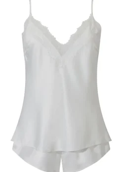 Cerise Satin Lace Cami Top & Shorts Set - Ivory