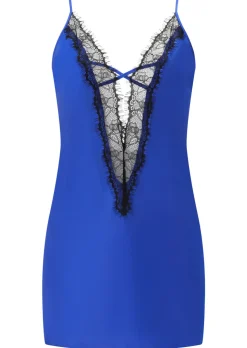 Cherryann Satin Chemise Lingerie - Cobalt