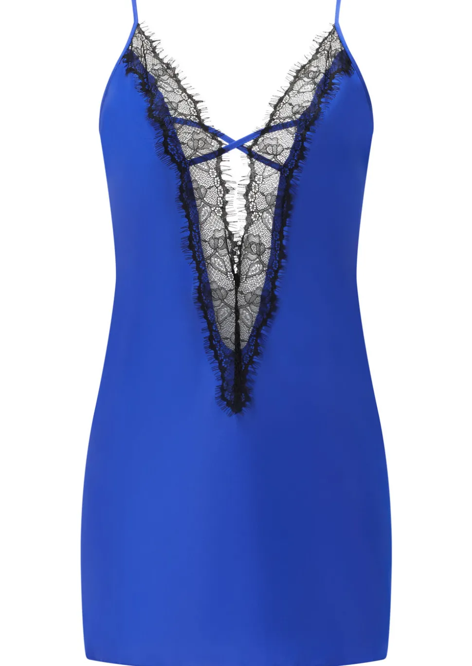 Cherryann Satin Chemise Lingerie - Cobalt
