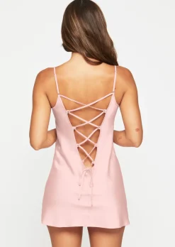 Cherryann Satin Lace Chemise Lingerie - Pale Pink