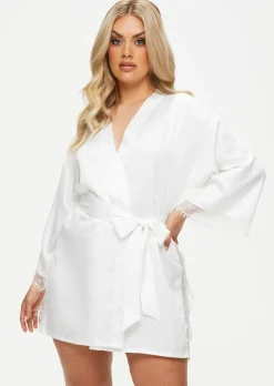 Cherryann Satin Lace Robe - Ivory