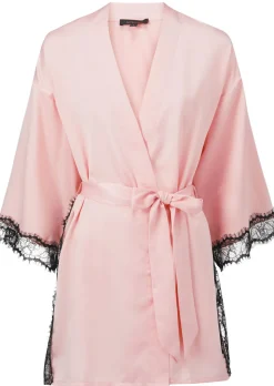 Cherryann Satin Lace Robe - Pale Pink
