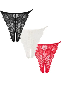 Confession Lace Crotchless G-String - Pack of 3 - Multi