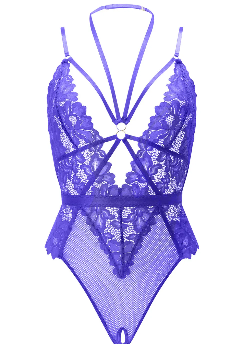 Confession Lace Crotchless Lingerie Body - Purple