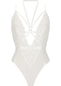 Confession Lace Crotchless Lingerie Body - Ivory
