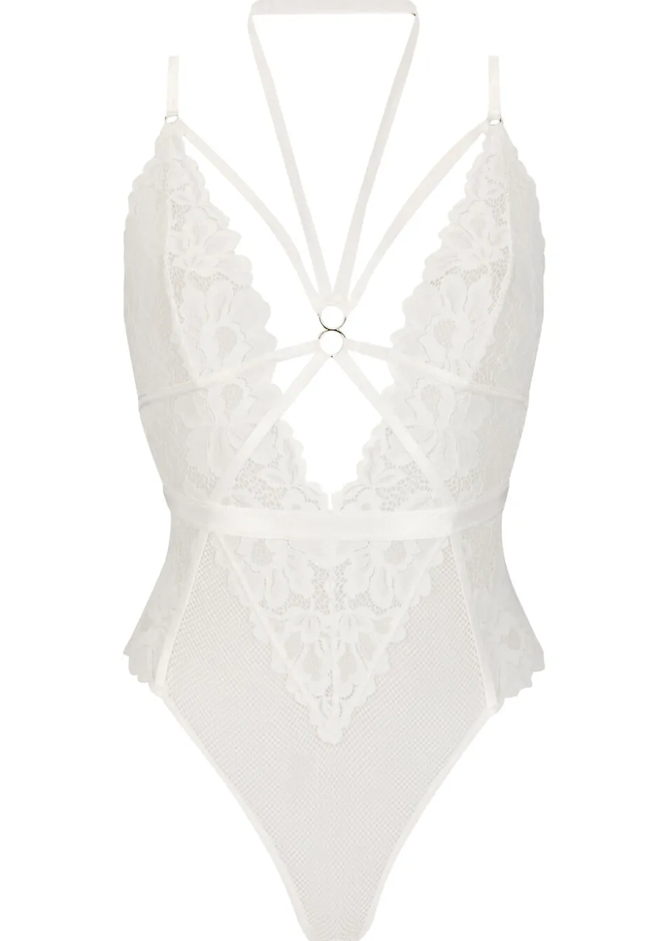 Confession Lace Crotchless Lingerie Body - Ivory