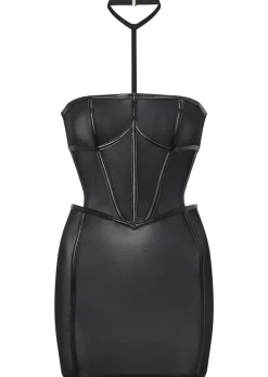 Dark Temptation Open Back Mini Erotic Dress - Black