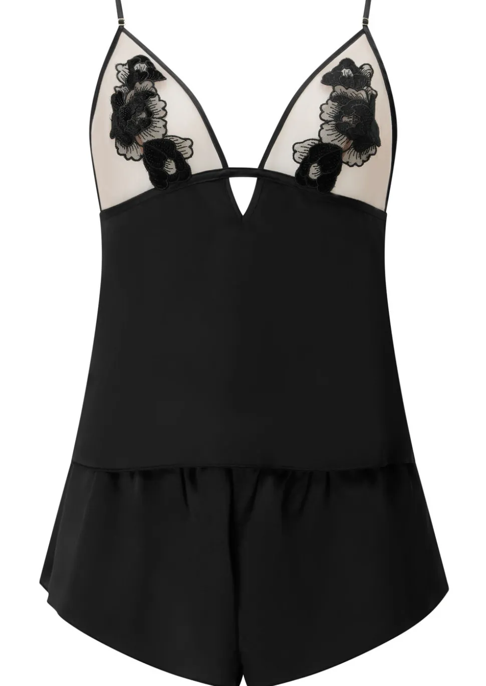Delphine Satin Cami Top & Shorts Set - Black