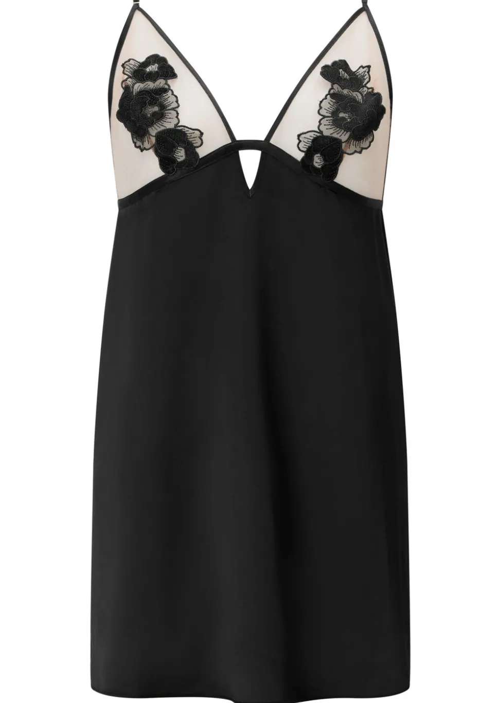 Delphine Satin Chemise Lingerie - Black