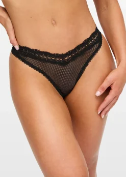 Double Date Lace Crotchless Brazilian Knickers - Pack of 2 - Black/Red
