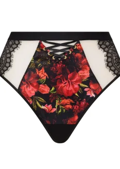 Enchanting Rose High Waist Brazilian - Black/Red