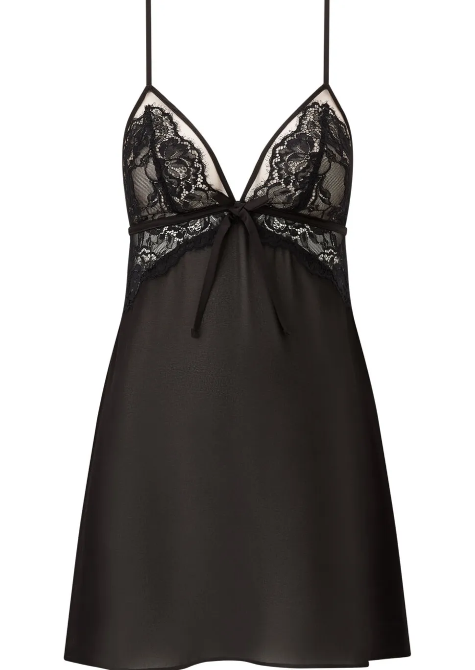 Enchanting Satin Chemise Lingerie - Black