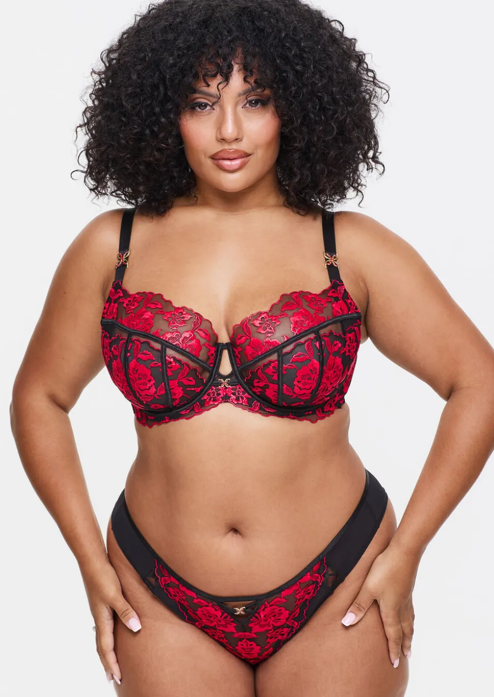 Endless Attraction Fuller Bust Non Padded Balcony Bra - Black/Red