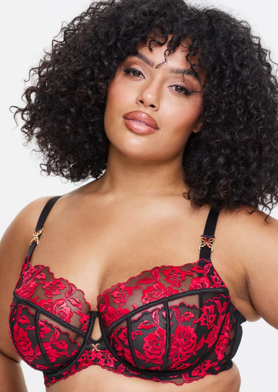 Endless Attraction Fuller Bust Non Padded Balcony Bra - Black/Red