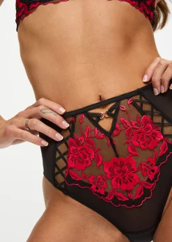 Endless Attraction High Waist Brazilian Knickers - Black/Red