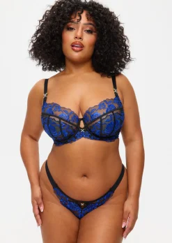 Endless Attraction Non Padded Fuller Bust Plunge Bra - Black/Blue