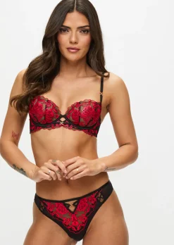 Endless Attraction Non Padded Plunge Bra - Black/Red