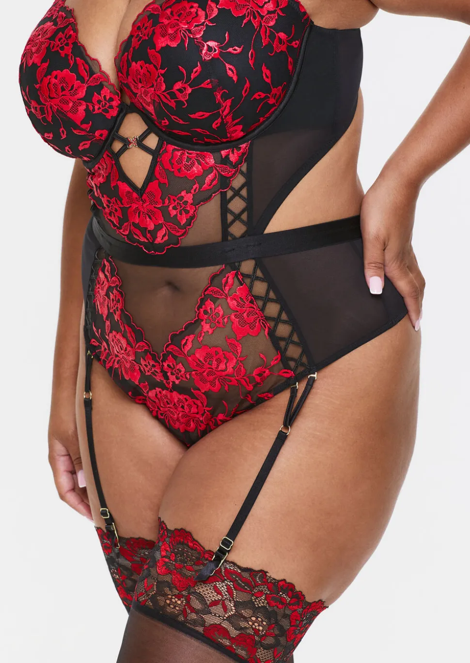 Endless Attraction Padded Lingerie Body - Black/Red