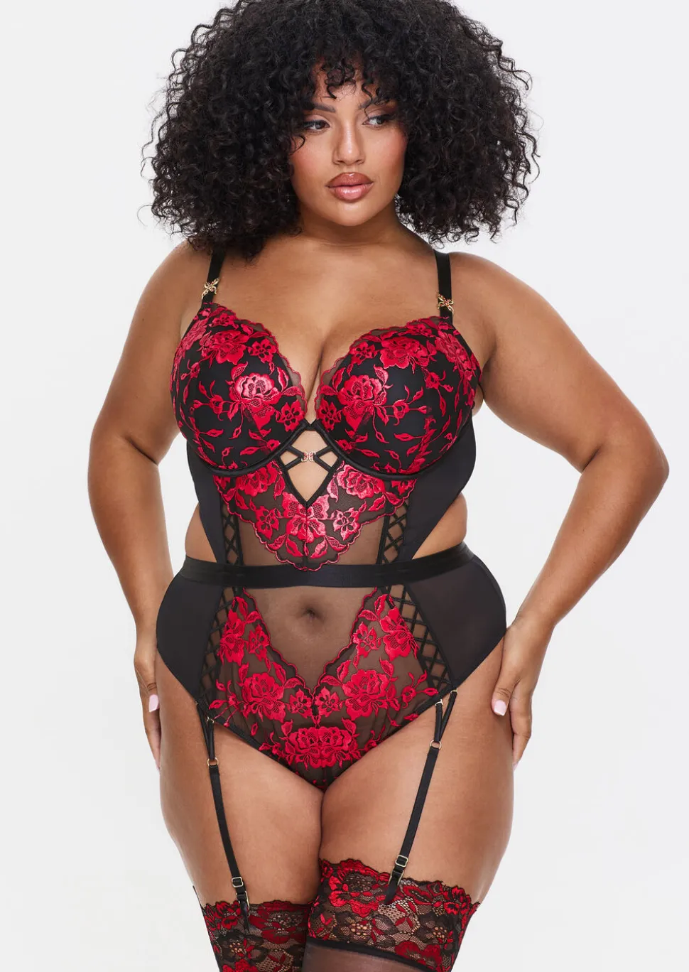 Endless Attraction Padded Lingerie Body - Black/Red