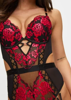 Endless Attraction Padded Lingerie Body - Black/Red