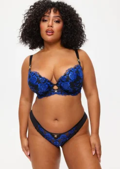 Endless Attraction Padded Plunge Bra - Black/Blue
